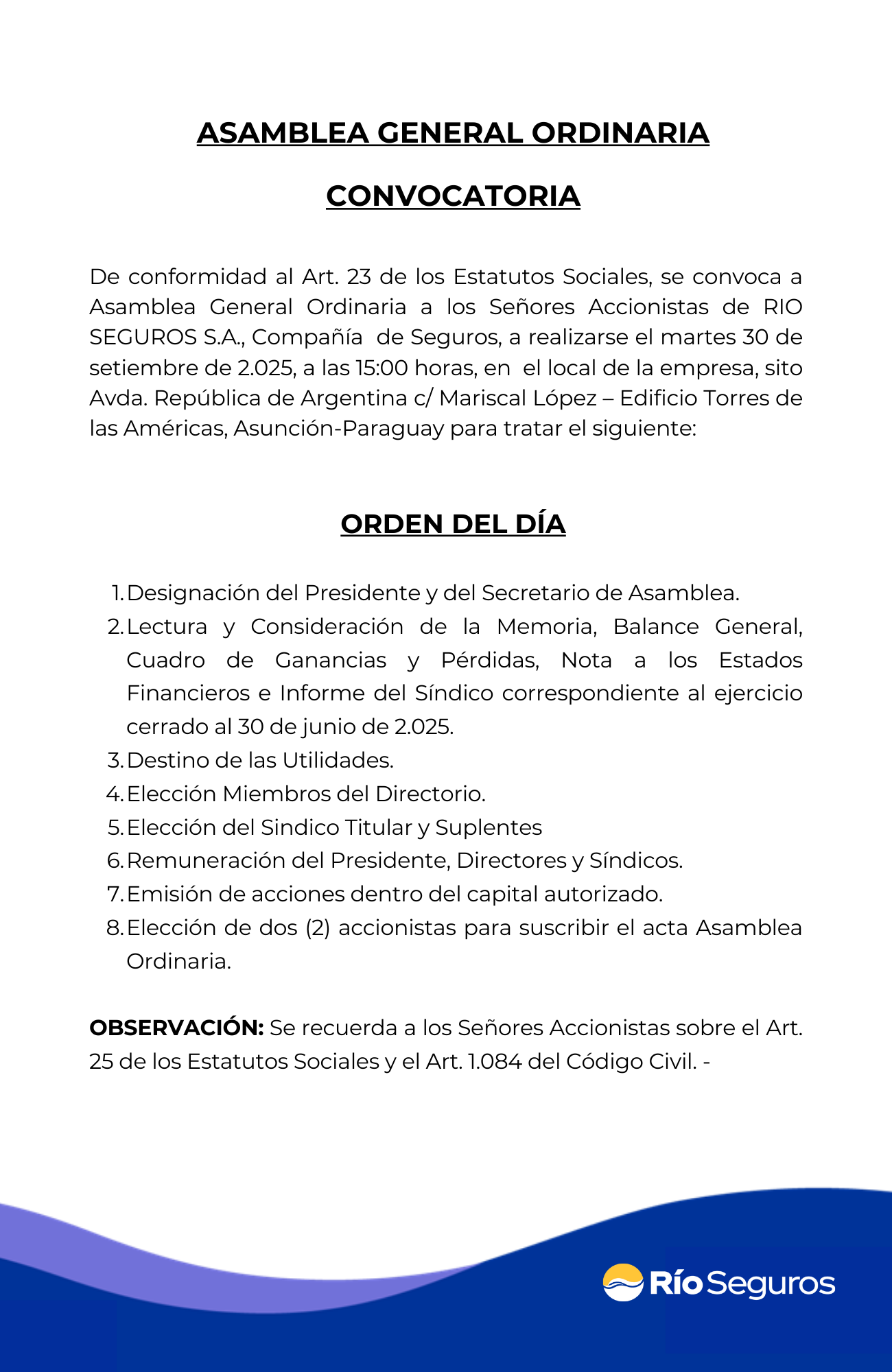 Convocatoria Asamblea 2025